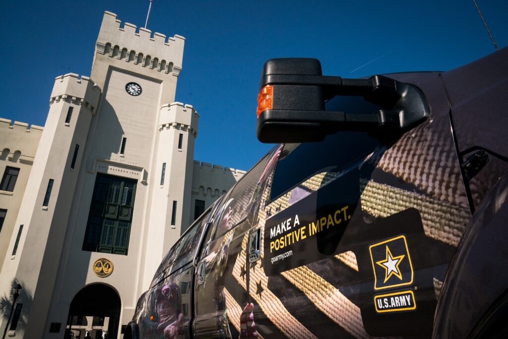 An Army ROTC recruiting event takes place on Summerall Field at The Citadel in Charleston, South Carolina on Saturday, March 9, 2021. (Photo by Cameron Pollack / The Citadel)