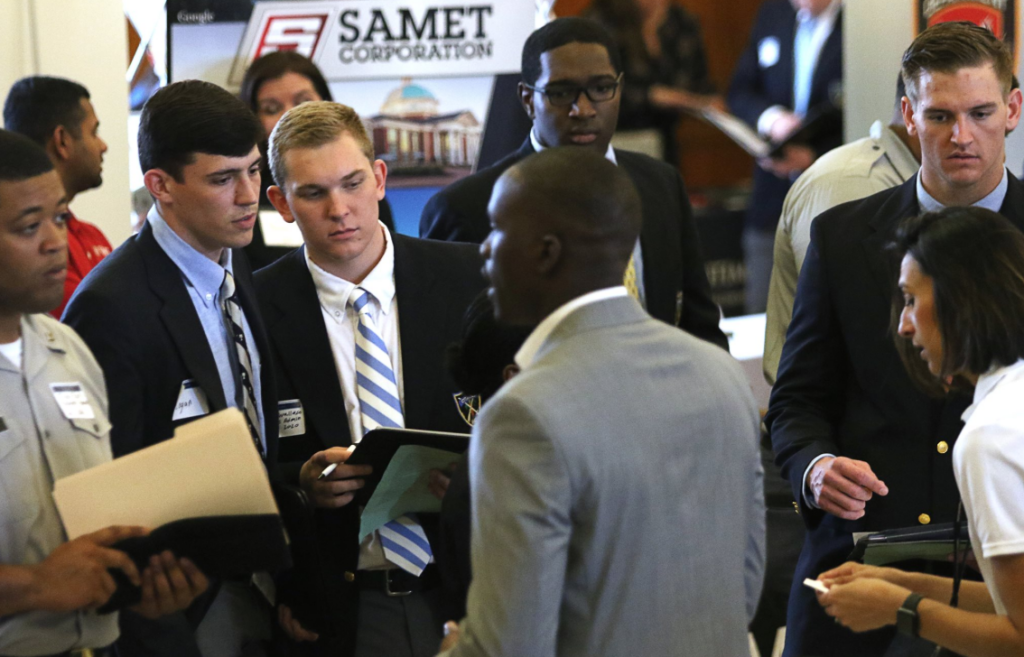 Students at a career fair