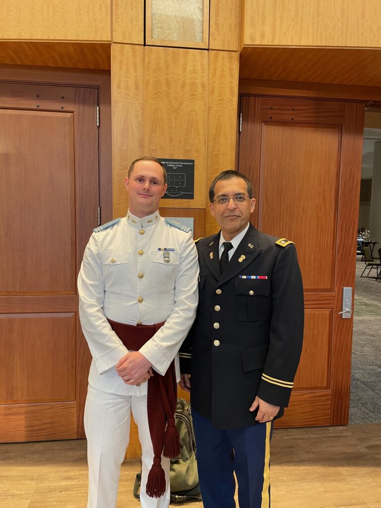 Cadet and Professor at the 2024 Citadel Academy of Science and Mathematics Awards Banquet