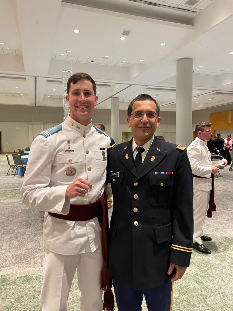 Cadet and Professor at the 2024 Citadel Academy of Science and Mathematics Awards Banquet