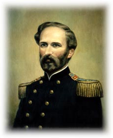Painted portrait of a bearded military officer in a dark uniform with gold epaulettes.