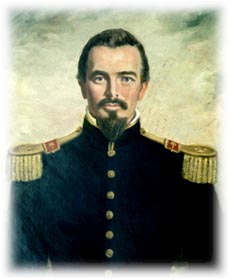 Painted portrait of a bearded military officer in a dark uniform with gold epaulettes.