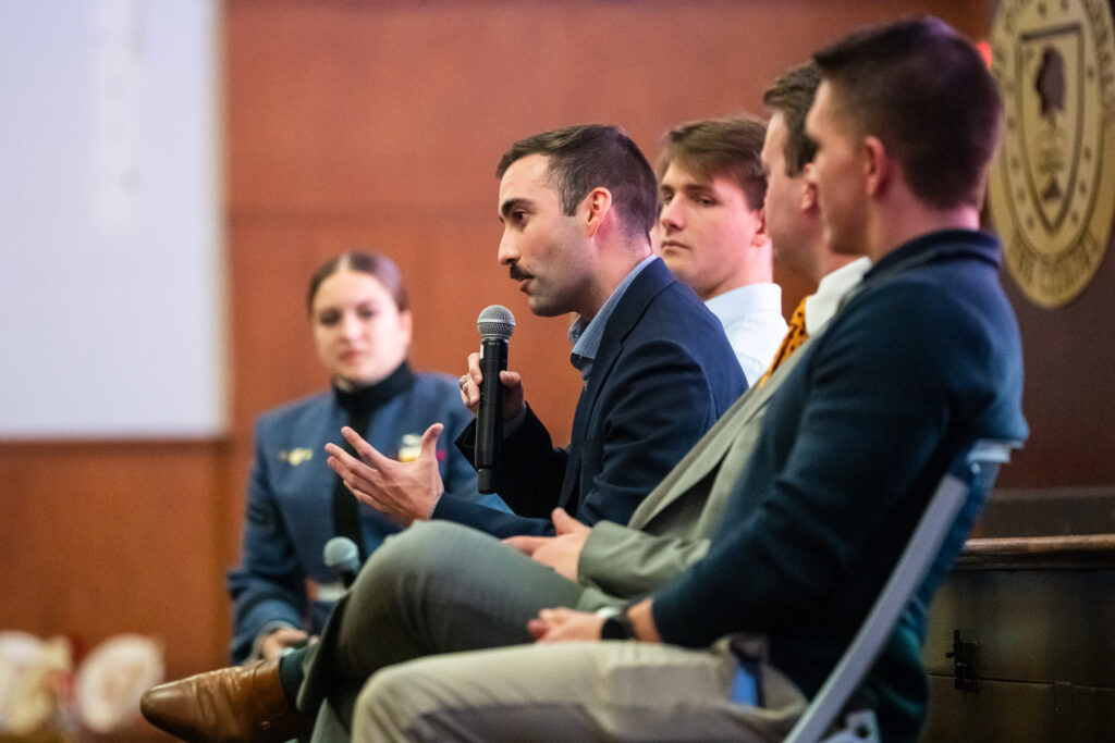 Miguel Parrado '16 answering a question.