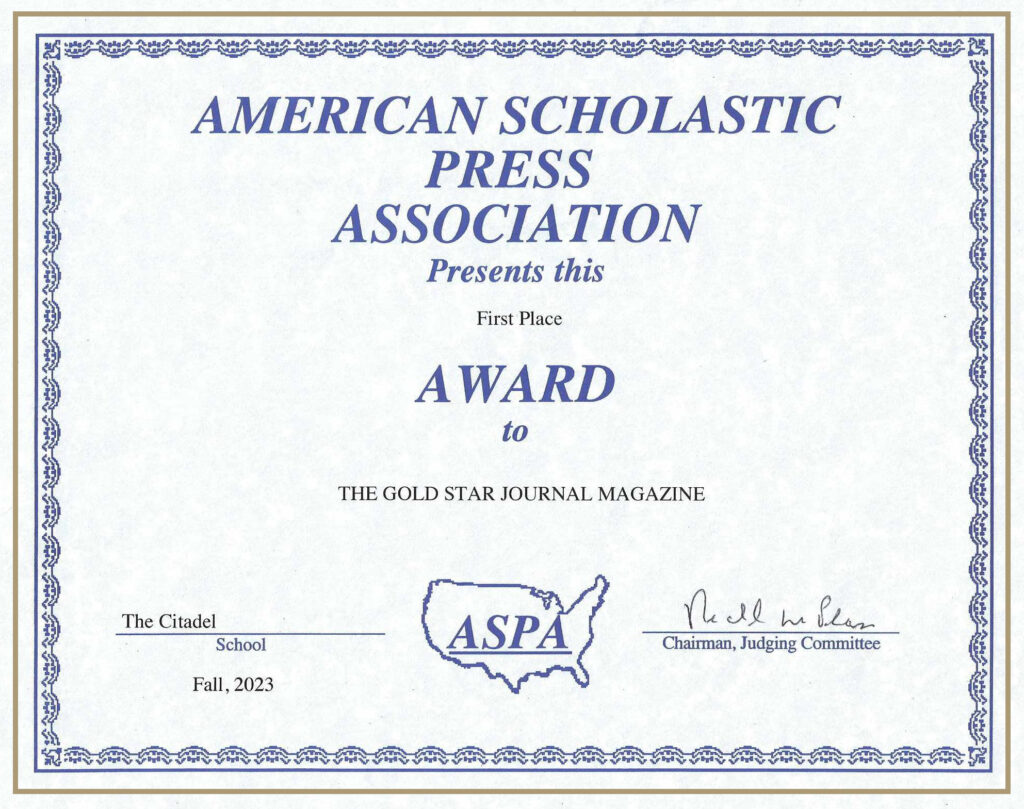 First Place Award
American Scholastic Press Association.