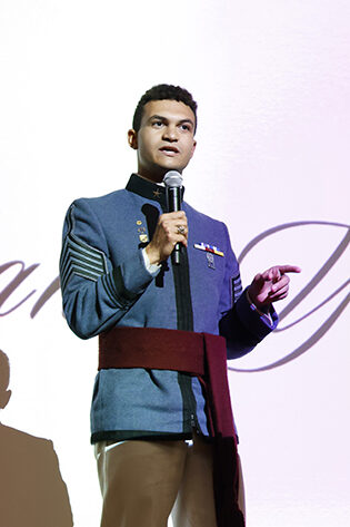 Editor-In-Chief giving closing remarks to the audience