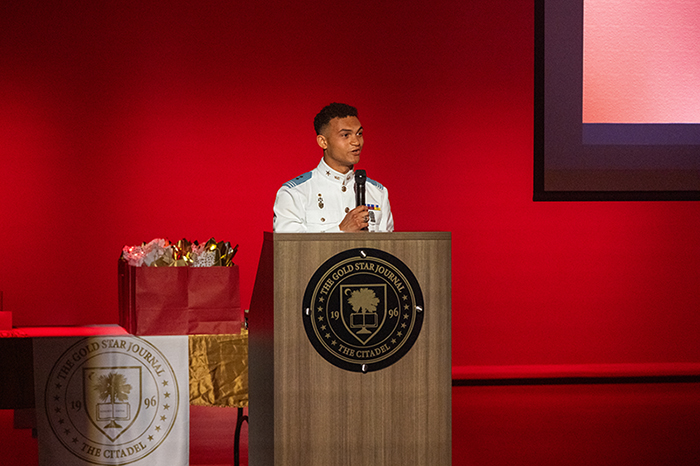 Noah Miller opening the Gold Star Journal Academic Conference