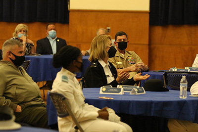 General Walters, President; Brigadier General Selden, Provost and Dean of the College; and Captain Paluso, Commandant of Cadets.