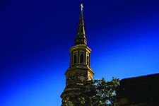 Photograph of steeple atop Charleston South Carolina church.