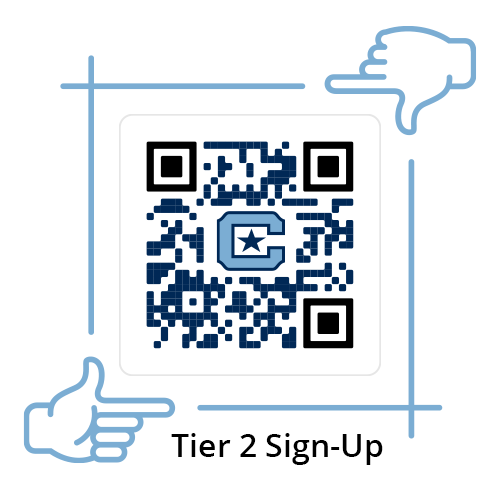 A QR code to sign up for Tier 2 Intramural events.