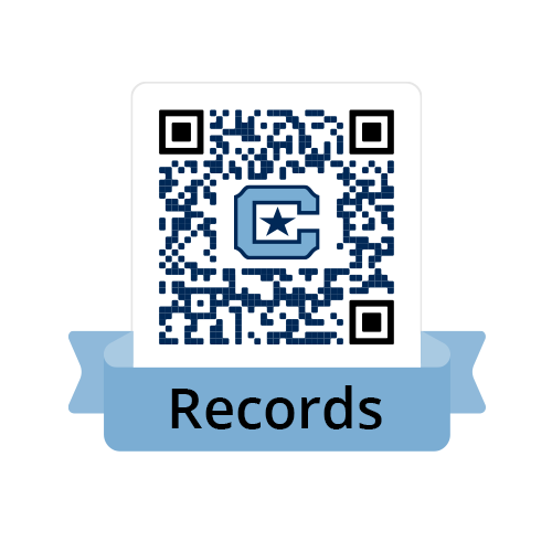 A QR code to view the leader boards for The Citadel Intramural Records.