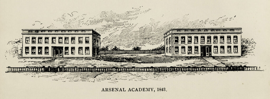 Sketches of the Citadel and Arsenal academies in 1843