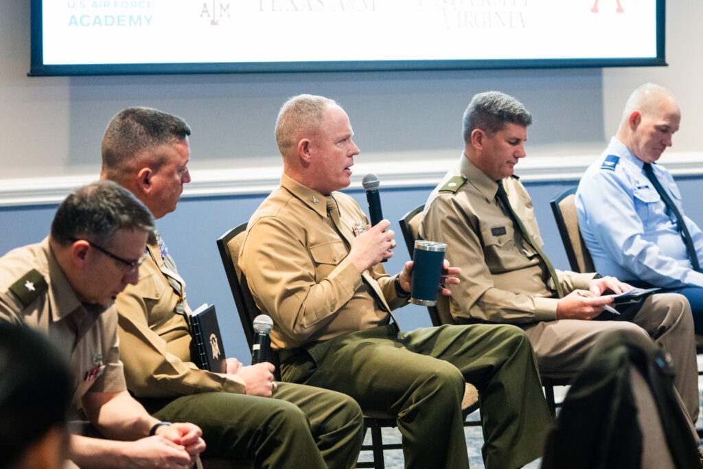 Military officers participate in a panel discussion at The Citadel’s Honor Conference.