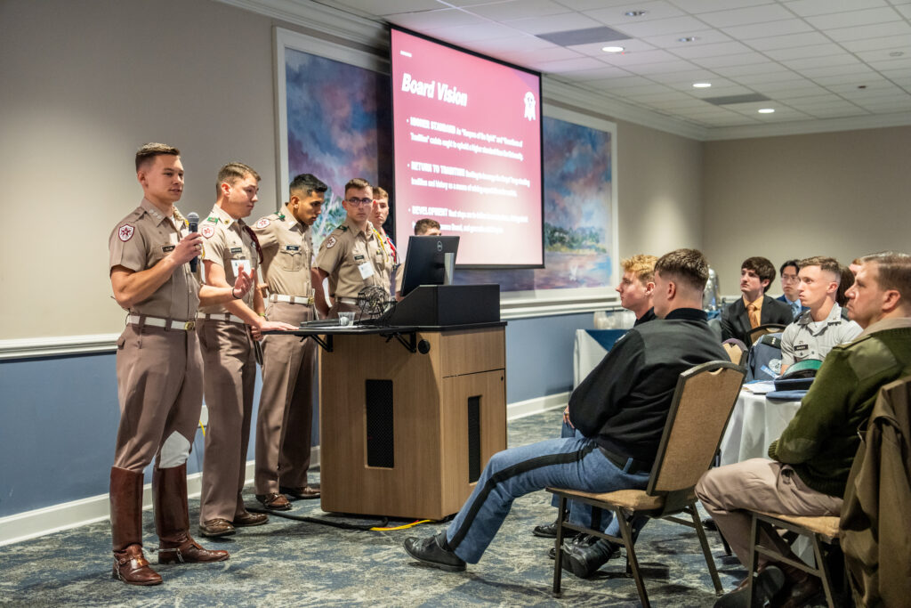 Cadets give a presentation to attendees during The Citadel’s Honor Conference.