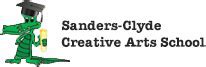 Sanders-Clyde Creative Arts School logo featuring a green illustrated character.