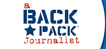 Back Pack Journalist logo in blue and red lettering.