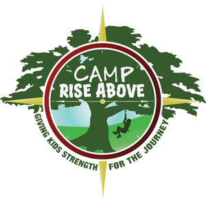 Camp Rise Above logo featuring a tree, swing and the words “Friendship, Strength for the Journey.”
