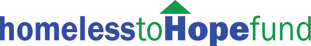 Homeless to Hope Fund logo with a green roof accent.