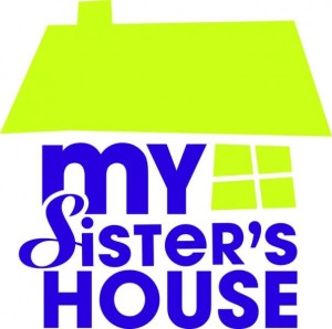 My Sister’s House logo featuring a stylized green roof above the organization’s name.