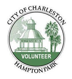 City of Charleston Hampton Park Volunteer logo featuring a gazebo and palm trees.