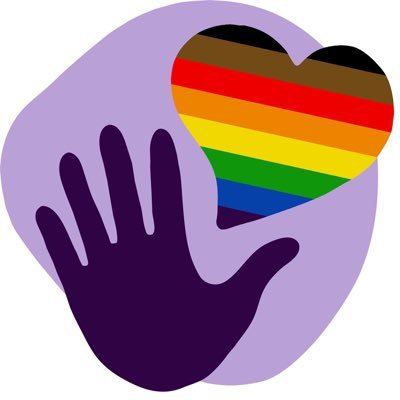 We Are Family logo featuring a purple hand and a heart filled with rainbow and skin-tone stripes.
