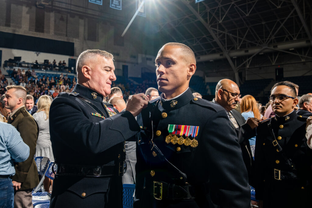 Marine Corps ROTC Cadets commissioned as officers during the Joint Commissioning Ceremony. 