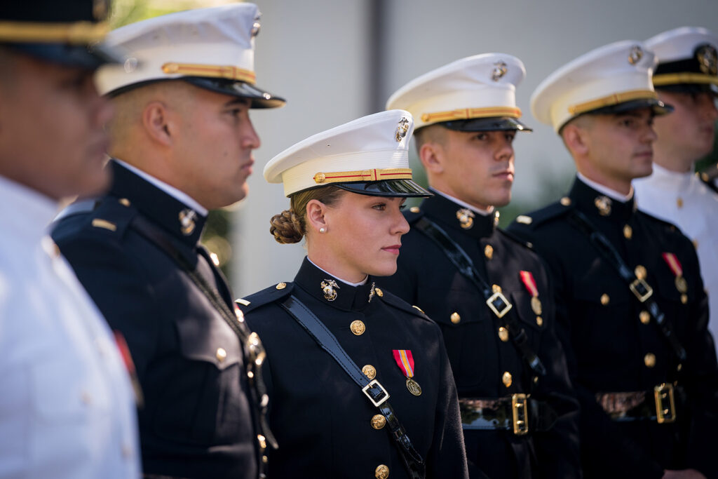 Marine ROTC Cadets commissioned as officers into the Marine Corps.