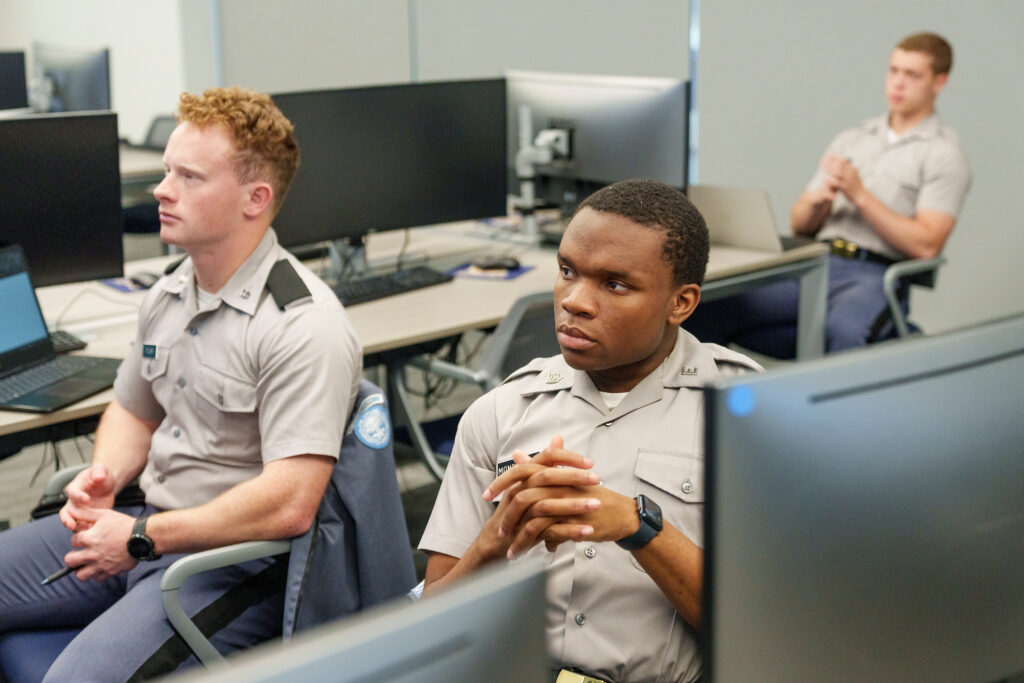 Cadets on their way to earning a supple chain management degree at The Citadel.