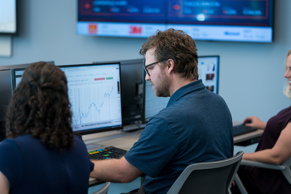 MBA student at computer