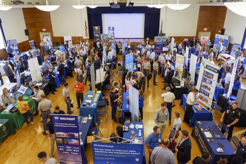 Stanton Adams - The Citadel The South Carolina Corps of Cadets takes part in a career fair in Buyer Auditorium at The Citadel in Charleston, South Carolina on Wednesday, October 9, 2019. (Photo by Stanton Adams / The Citadel)