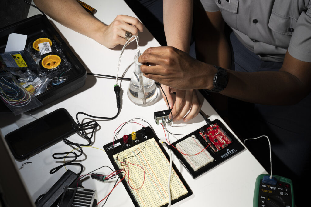 Electrical Engineering students participate in laboratory work in Grimsley Hall in Charleston, South Carolina on Wednesday, March 4, 2020. (Photo by Cameron Pollack / The Citadel)