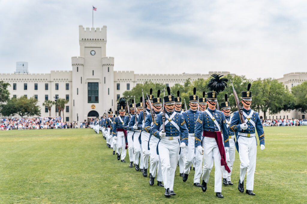 Citadel cadets take part in the Long Gray Line Parade on Friday May 5, 2023 in Charleston, South Carolina.(Ed Wray/The Citadel)