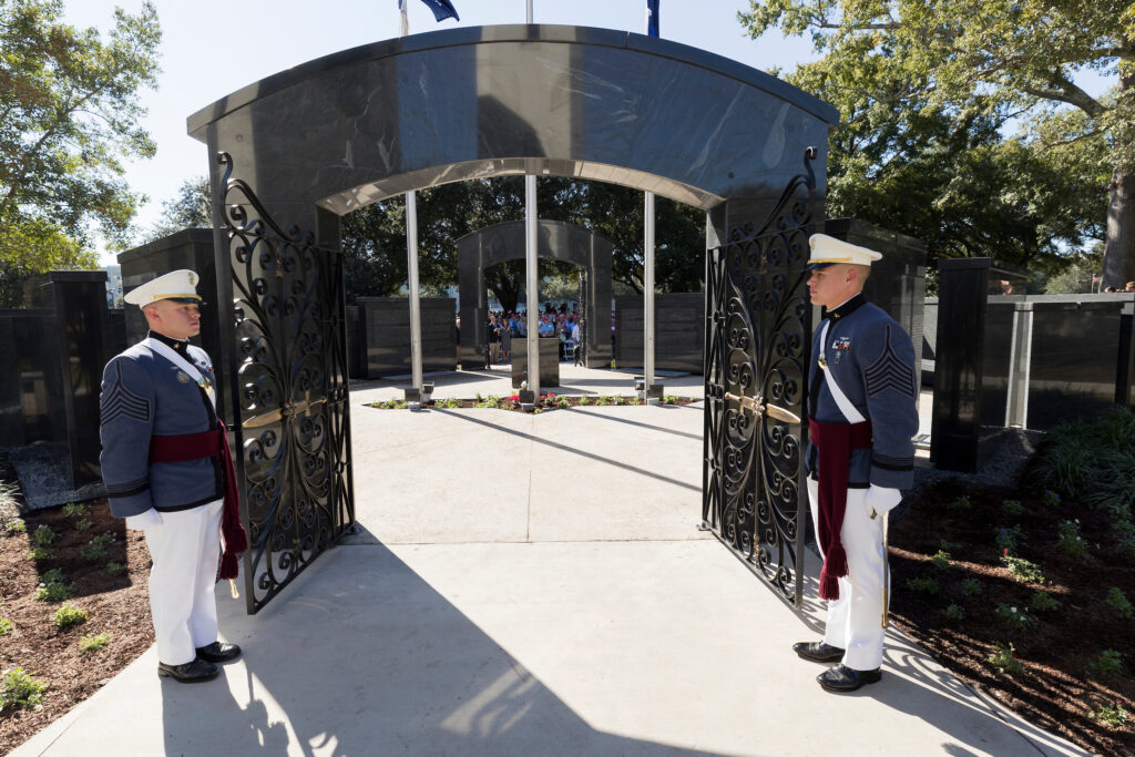 opening the gates of the war memorial