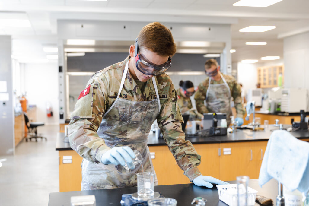 cadet in chemistry class 