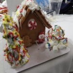 Photo of a gingerbread house built by first-year engineering students.