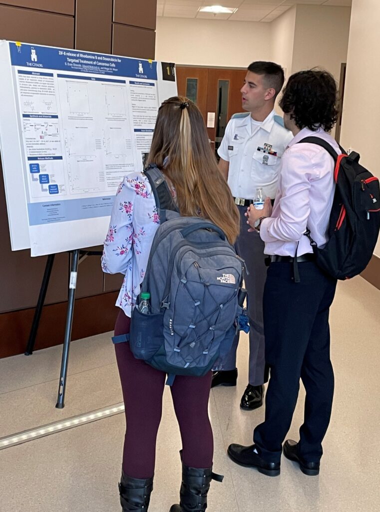 A cadet presenting research at the SoCon Undergraduate Research Forum