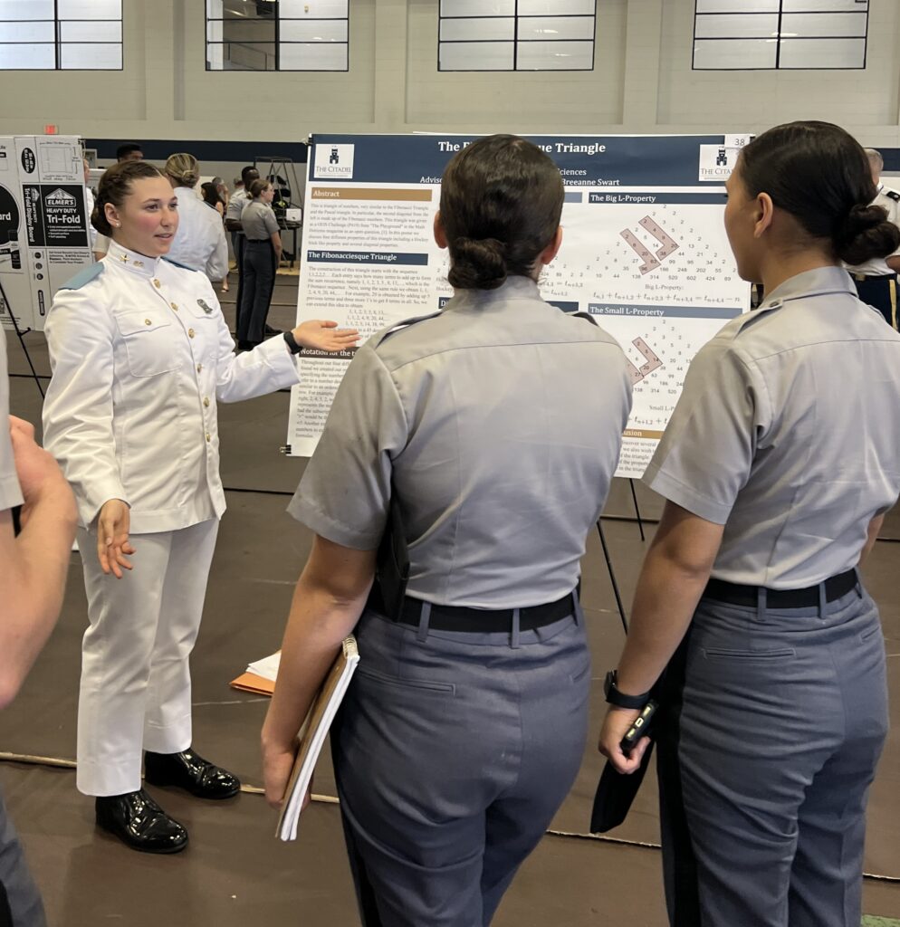 A cadet presenting research at Academic Excellence Day
