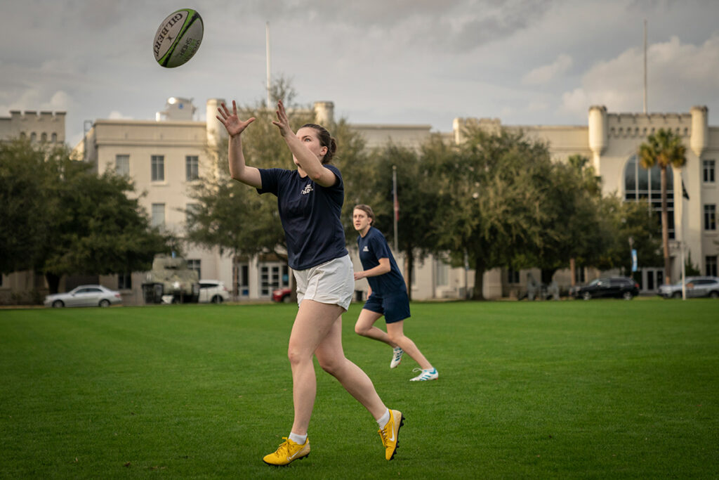 veteran student playing rugby
